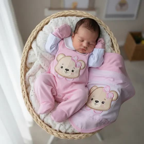 Saída Maternidade Menina Ursa Fofa – Um Encanto para os Primeiros Momentos do Seu Bebê
