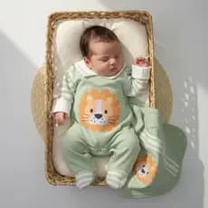 🦁✨ Saída Maternidade Leãozinho Suedine 100% Algodão Conforto e Estilo para seu Pequeno Rei!
