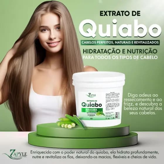 Mascara Ultra Hidratante Quiabo original babosa na composição 3.5kg Zapyle