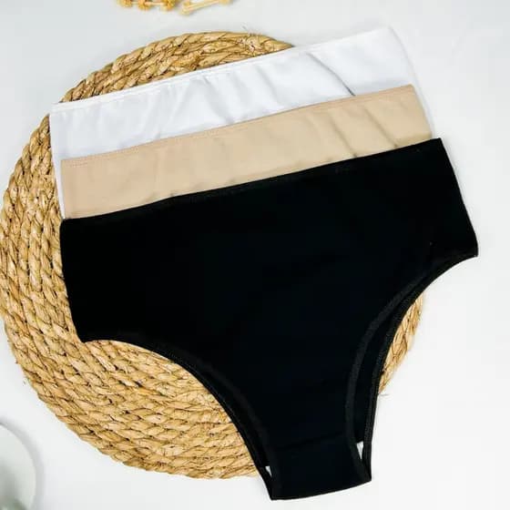 Kit com 3 Calcinhas de Algodão com Cintura Alta Que Nâo Marca 100% Algodão  Cós Alto Ultra Confortavel