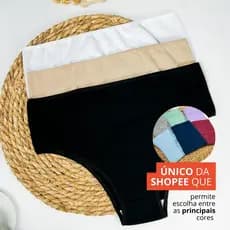 Kit com 5 Calcinhas de Algodão com Cintura Alta Que Nâo Marca 100% Algodão  Cós Alto Ultra Confortavel