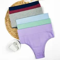 Kit com 3 Calcinhas Sortidas de Algodão Cintura Alta Forro 100% Algodão Que Nâo Marca Cós Alto Ultra Confortavel