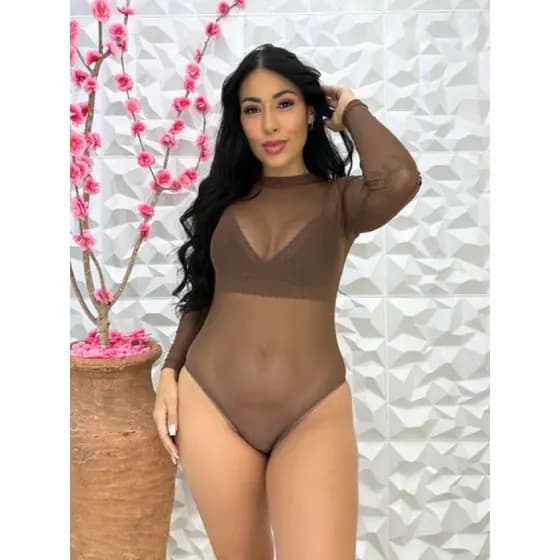 Kit 2 Body de Tule POLIAMIDA de COMPRESSÃO Feminino Marrom – Elegante e Atraente!