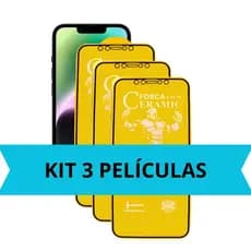 Kit 3 Película IPhone Cerâmica Fosca Flexível 3D 9D iPhone 6 7 8 X XR 11 12 13 14 15 PROMAX