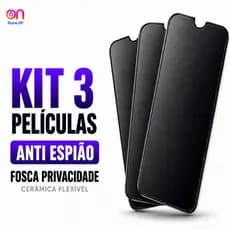 Kit 3 Películas Fosca Privacidade iPhone Anti Espião Cerâmica Flexível 17 16 15 14 13 12 11 XR