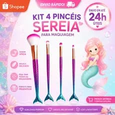 Kit 4 Pincéis Cauda de Sereia