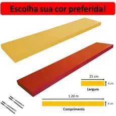 Prateleira1.20 x 25cm Suporte Invisivel Lisa Luxo Decorativa Vermelha/Amarela Quarto Sala Escritório
