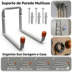 Gancho Organizador de Parede Multiuso para Bicicleta, Escada e Mangueira