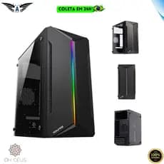 Gabinete Gamer Rounds5 Mants Black Mid Tower Led RGB Frontal Lateral Transparente Sem Fan