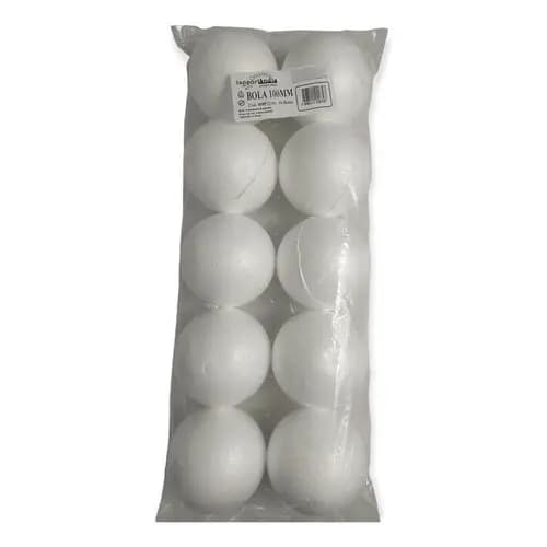 Bola Em Isopor 10cm (100mm) Com 10 Unidades