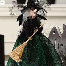 Halloween Bruxa Boneca Estatueta 1 Peça Gaze E Tecido Não Árvore Topper Decoração Ornamento De Mesa Para Festa Em Casa D