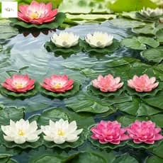 Conjunto De Flores De Lírio De Água De Lótus Artificial 10 Peças De Espuma E Tecido Decoração À Prova D'água Design De P
