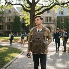 Mochila De Lona Masculina Retro Bolsa Para Portátil Grande Capacidade Saco De Livro De Estudante Com Alças Acolchoadas D