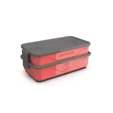 Marmita Dupla Fit C/ Garfo E Faca Inox Rosa 1,3 L Unitermi