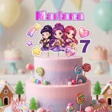 Topo de Bolo Huntrix Toper Para Bolo Guerreiras do Kpop Plaquinha Para Cake Aniversário
