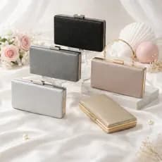 Clutch Feminina Luxo Brilho Metalizado Bolsa de Festa Elegante com Fecho Dourado – Casamento, Formatura e Eventos