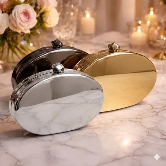Bolsa Clutch Feminina Luxo Metalizada Dourada Prata Festa, Casamento e Eventos