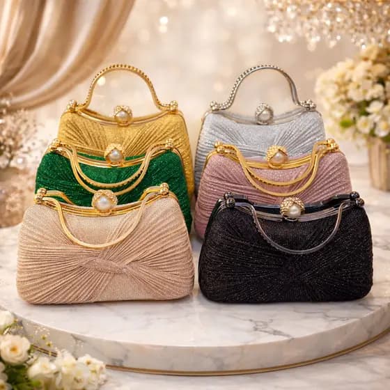 Bolsa Feminina Clutch Luxo Festa Elegante Brilhante com Alça de Mão e Corrente Removível –Casamento, Formatura e Eventos