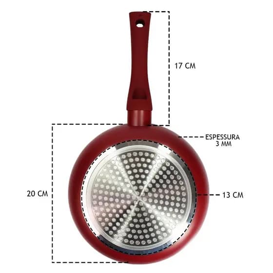 Frigideira Indução Com Revestimento Cerâmico 20cm Antiaderente Cozinha Duravél Prático Antiaderente