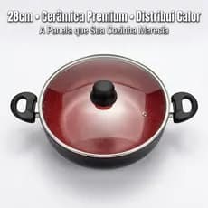 Panelas Caçarola Alumínio Antiaderente Indução Com Tampa De Vidro Temperado 3,8 Litros