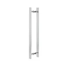 Puxador Duplo Chato Alumínio quadrado 30cm Porta Pivotante Madeira/vidro