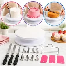 Kit Confeitar Boleira Giratória Bico Saco Espátula Raspador