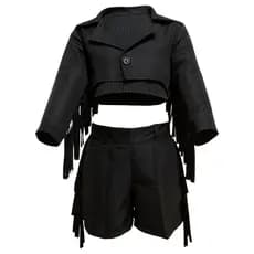 Roupa Ana Castela Fantasia Menina Boiadeira Infantil Preto Rosa Pink Branco Rodeio Festa Aniversário