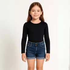 Body Ana Castela Country Infantil Menina | Manga Longa S/ Franja Preto