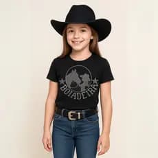 Body Infantil Preto Suplex Grosso 320g | Manga Curta Confortável | Tam. 4 ao 16 | Look Country