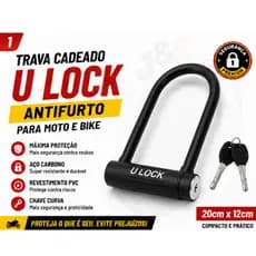 Trava Antifurto U Lock Moto Bike Bicicleta Cadeado Segurança Aço Reforçado Preto Azul Vermelho
