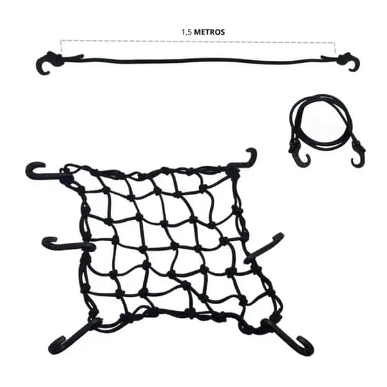 Rede Elástica Aranha + 2 Extensor Capacete Bagageiro Moto/Bicicleta