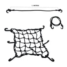 Rede Elástica Aranha + 2 Extensor Capacete Bagageiro Moto/Bicicleta