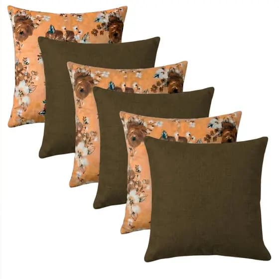 5 Capas Almofadas Decorativas Estampadas Sem Refil 50x50 Floral Com Ziper Lavavel - Anti Bolinha