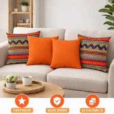 4 Capas de Almofada Estampada Colorida Grande Para Quarto Sala 50x50 Com Ziper Invisivel