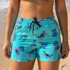 Short Feminino Tactel Moda Praia Estampado Com Elastano, Saída De Praia Piscina shortinho praia academia verao