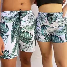 Kit Combinadinho Short Casal Mozão Bermuda masculina short feminino Tactel Com Elastano Moda saida Praia Verao Piscina