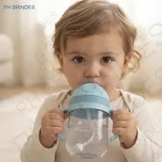 Copo Bebe com Pegador Copo de Transição  Infantil 350 ml  Duplo tampa de proteção canudo de silicone Copo para Bebe