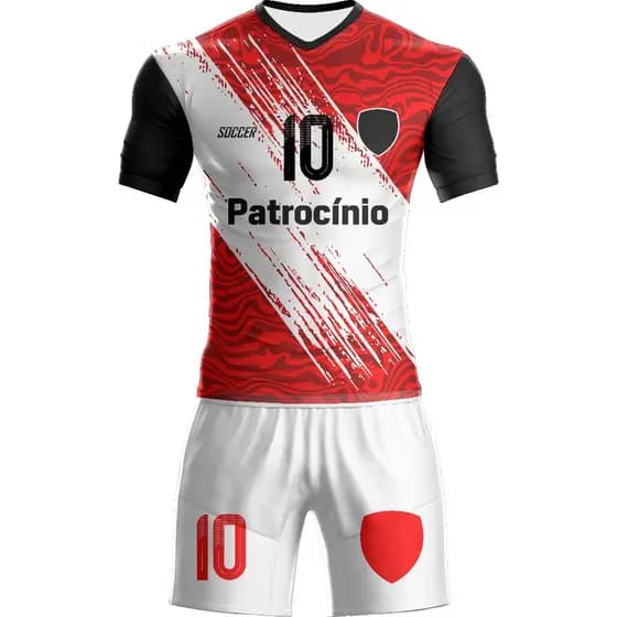Kit 5 Camisetas + Calção Fardamento Uniforme Futebol Personalizado Patrocínio Nome Escudo