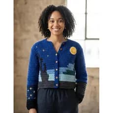 Cardigan Casaco de crochê Van Gogh Starry Night