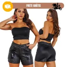 Short Feminino Curto Com Bolso Em Paête