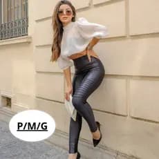 Calça Legging Skinny Feminina Cirre Tratorada Escama Cintura Alta