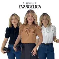 Blusa Feminina Evangelica Crepinho Gola Laço Manga Detalhada