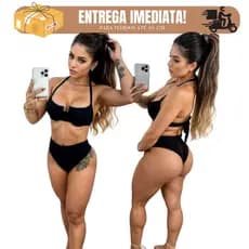 Biquini Meia Taça Com Bojo Sustentação Calcinha Hot Pant Retrô