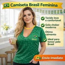 Blusa Gola Schocker Feminina Copa Do Mundo Brasil Varias Cores Envio Imediato