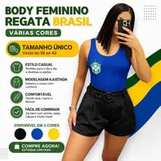 Body Feminino Regata Brasil Várias Cores Modelo Ajustado Envio Imediato Veste do 36 a 40