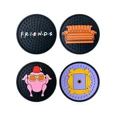 Kit 4 Porta Copos Emborrachados Família Friends Série Personagens Lavável Flexível