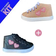 TENIS INFANTIL MENINA KIT DOIS ESTILOSO VIRGINIA NUDE PRETO MODINHA