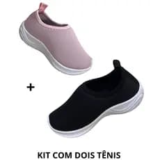 KIT 2 PARES Tênis Infantil Menina Meia Calce Fácil Leve Flexível Liso