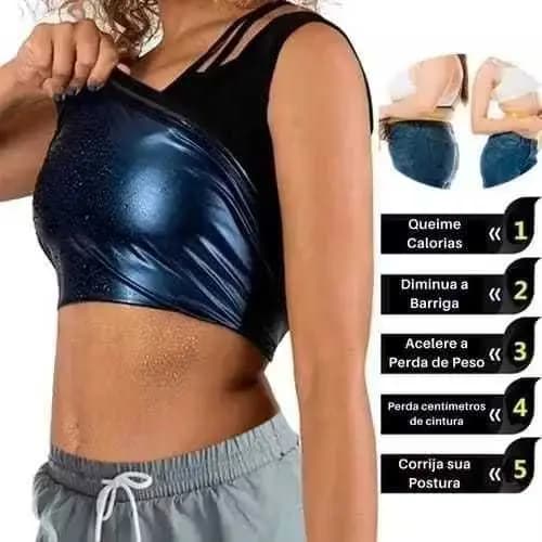 Camiseta Regata Feminina Efeito Sauna Queima Gordura Cinta Seca Barriga Definida Térmica A MelhorTop