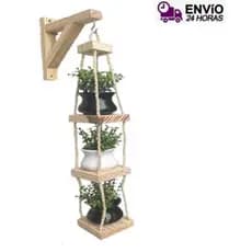 Floreira Vertical Suspensa Suporte para Flores Vasos Prateleira de Vasos Suporte de Madeira para Plantas Jardim